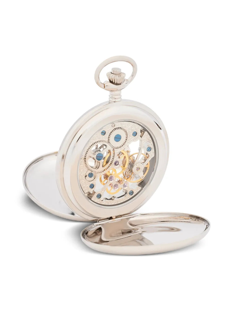 skeleton double hunter pocket watch