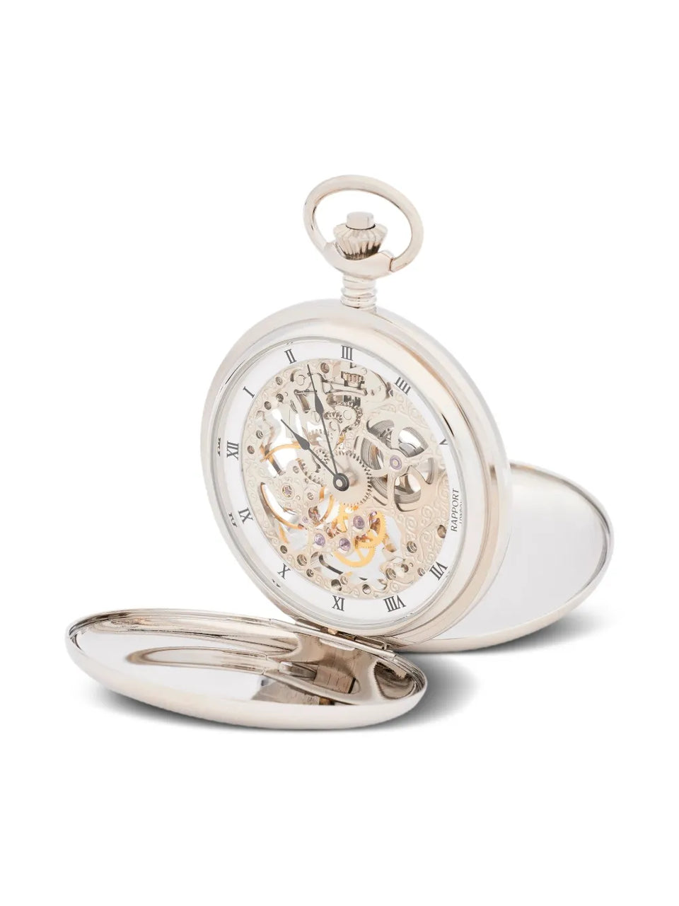 skeleton double hunter pocket watch