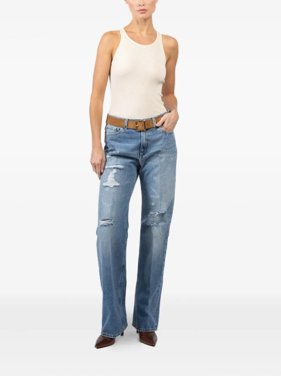 ripped-detail jeans