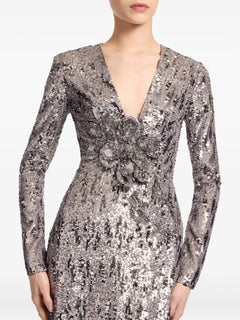 sequin-embellished v-neck maxi dress