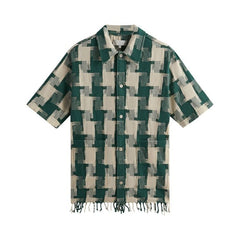 Kith Jumbo Houndstooth Boxy Collared Overshirt Conifer