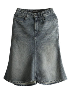 flared denim skirt