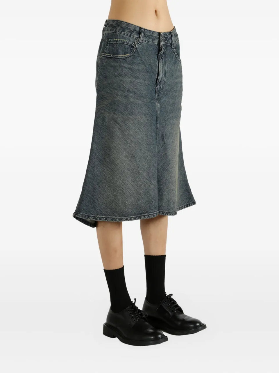 flared denim skirt