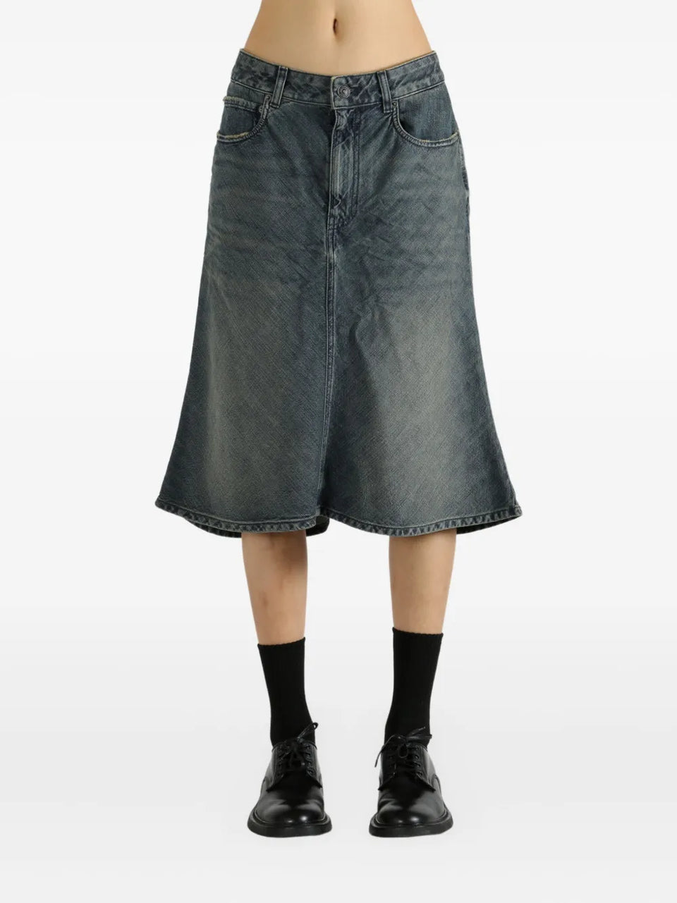 flared denim skirt
