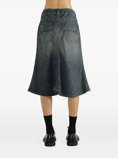 flared denim skirt