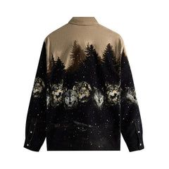 Kith Printed Wolves Cord Ludlow Shirt Black