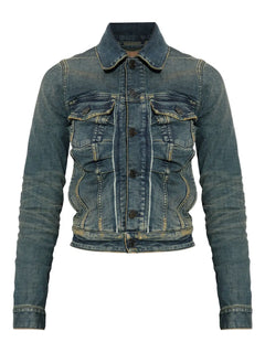 button-fastening denim jacket