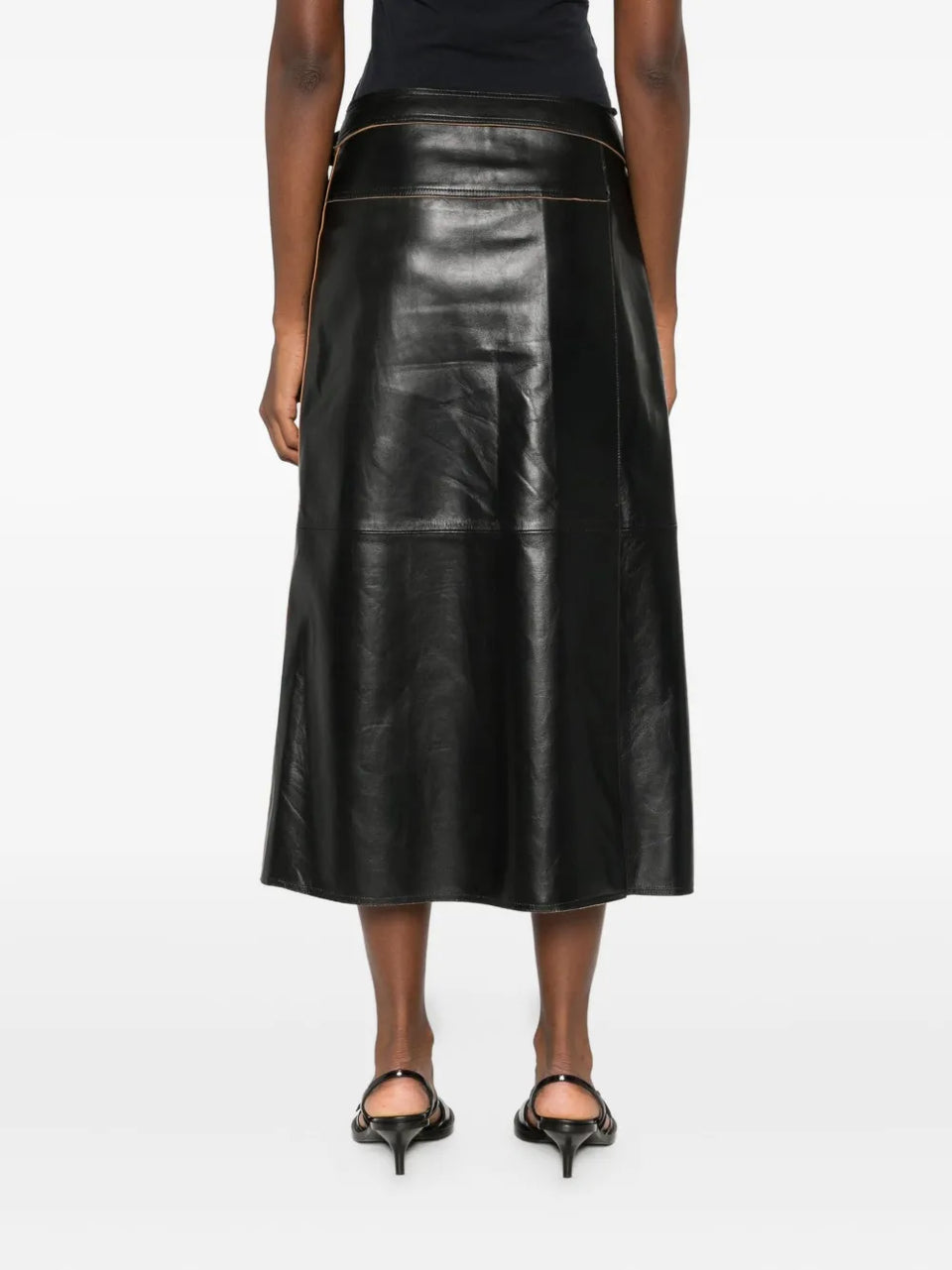 wrap-design leather skirt