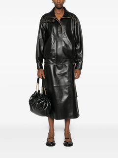 wrap-design leather skirt