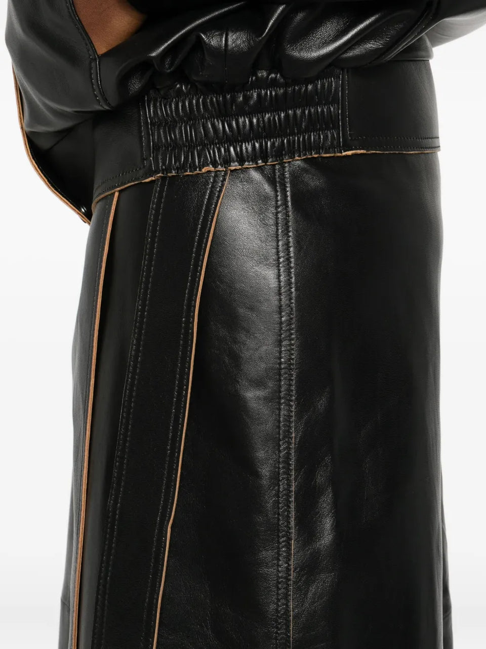 wrap-design leather skirt