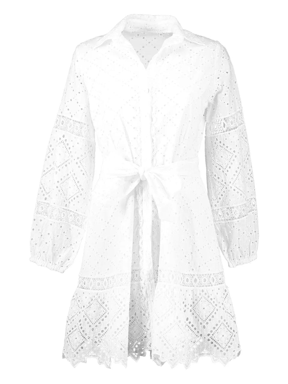Palestina eyelet-embroidered belted dress