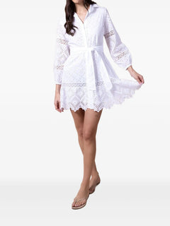 Palestina eyelet-embroidered belted dress
