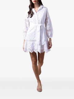 Palestina eyelet-embroidered belted dress