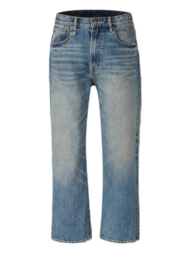 embroidered-pocket jeans