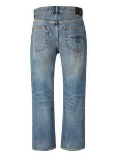 embroidered-pocket jeans