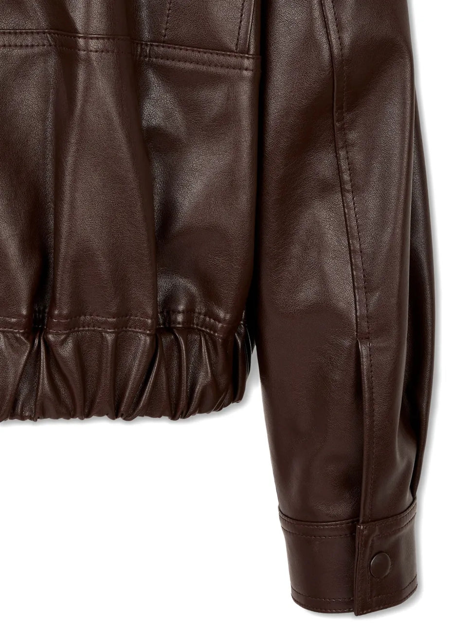 faux-leather hooded jacket