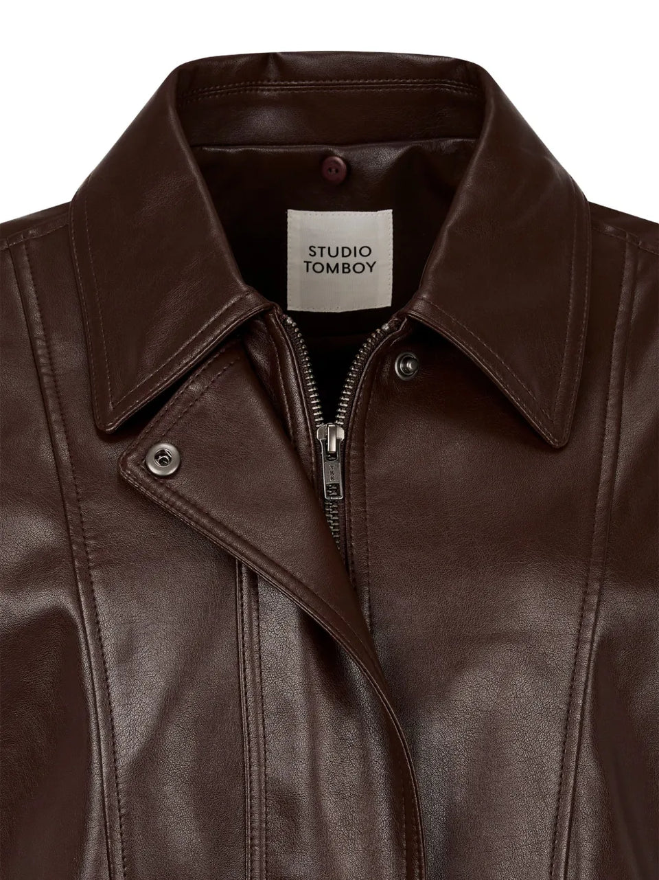 faux-leather hooded jacket