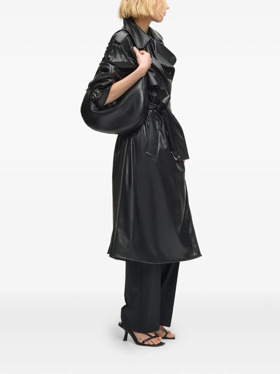 belted double-breasted trench coat