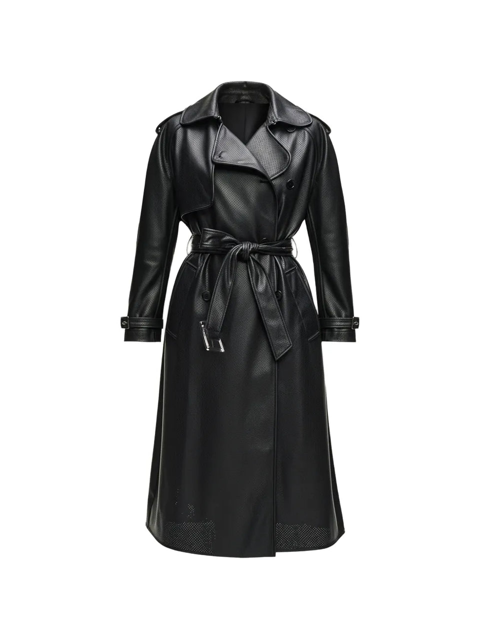 belted double-breasted trench coat