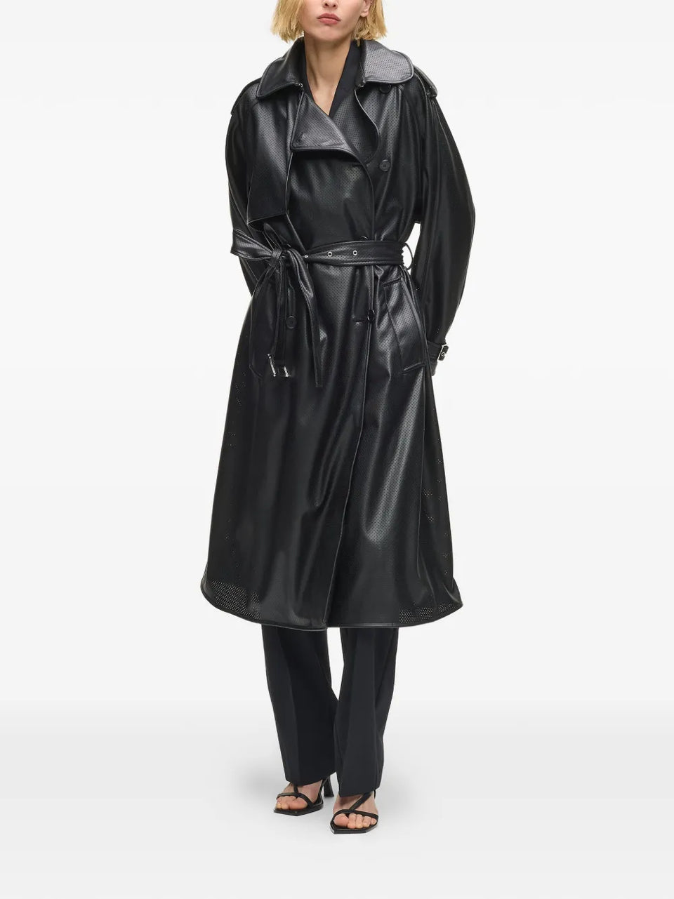 belted double-breasted trench coat