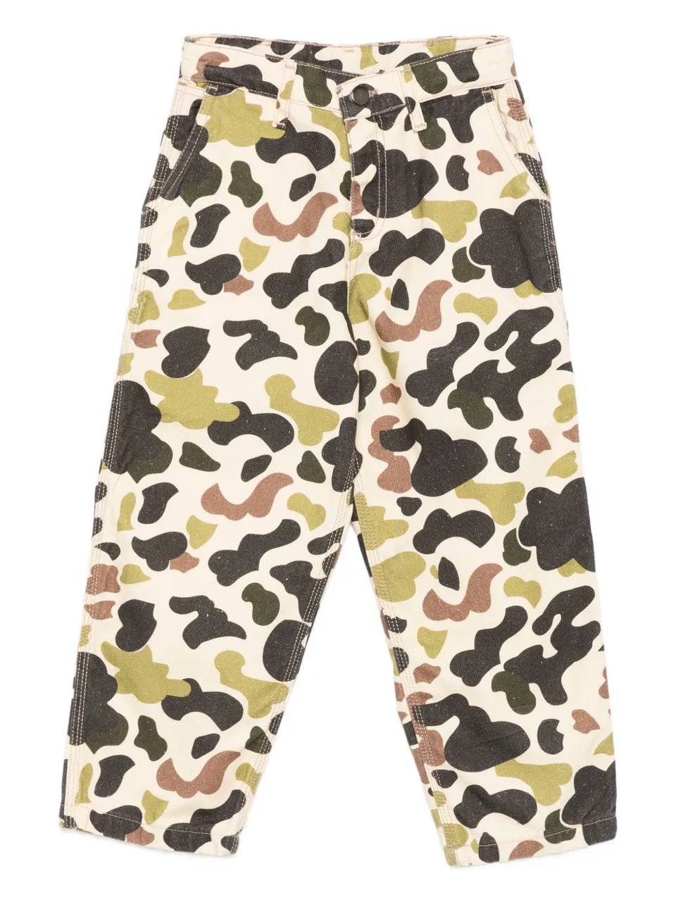 camouflage print trousers