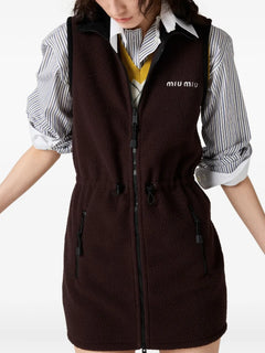 stand-collar fleece dress