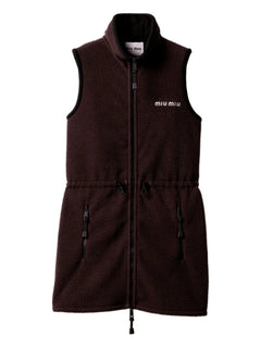 stand-collar fleece dress