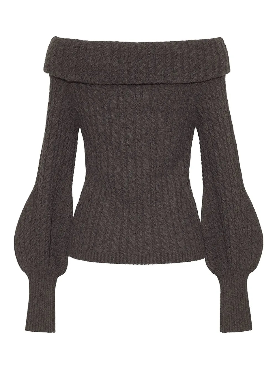 cable-knit off-the-shoulder sweater