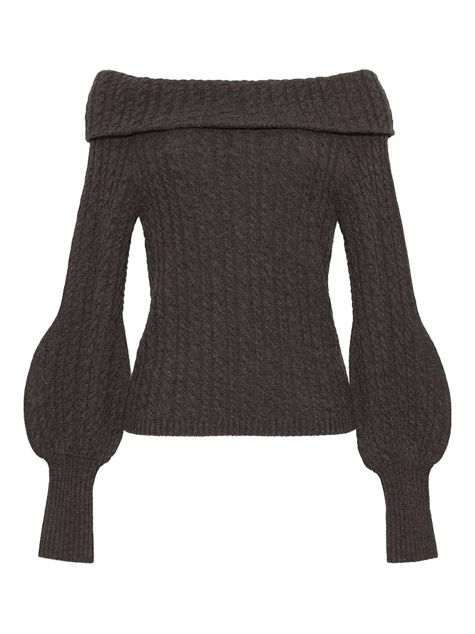 cable-knit off-the-shoulder sweater
