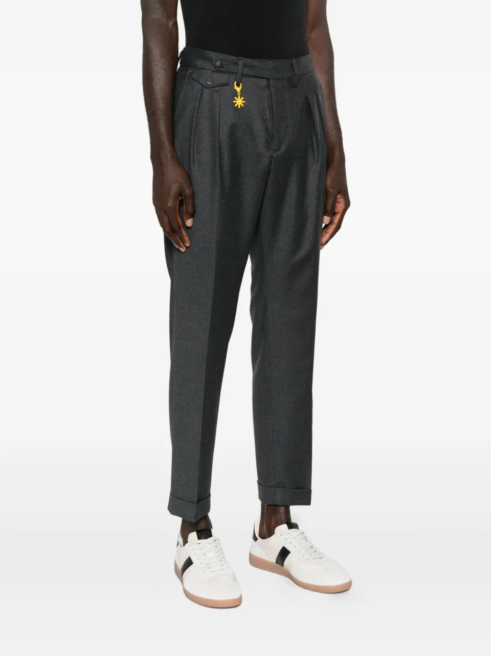 double-pleat flannel trousers