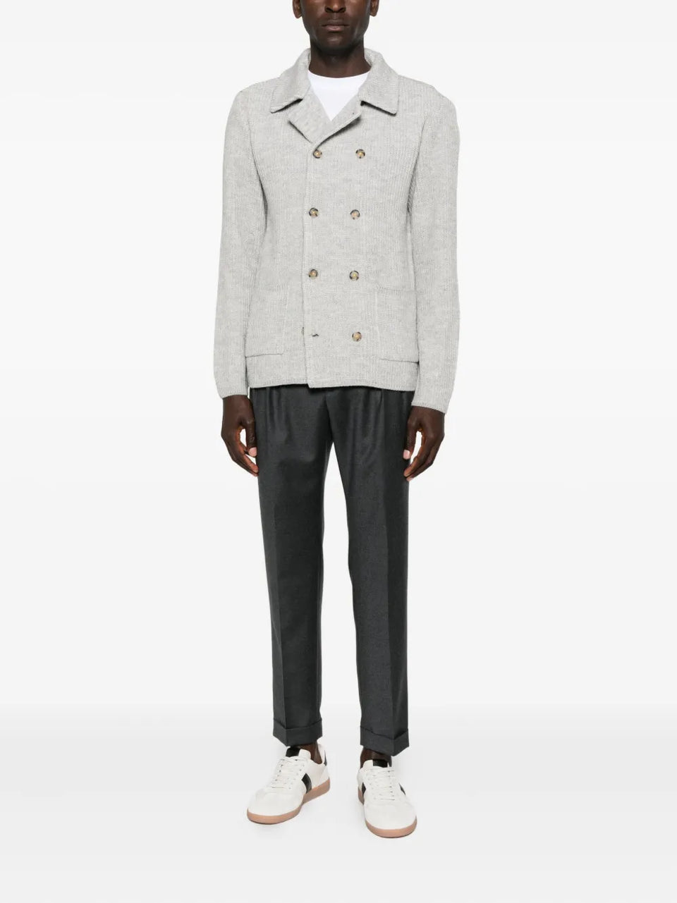 double-pleat flannel trousers