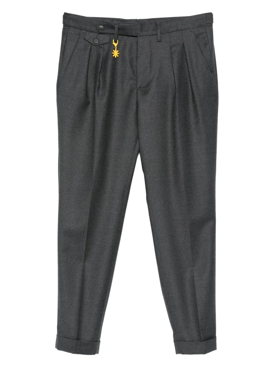 double-pleat flannel trousers