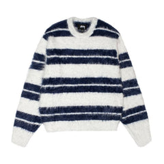 Stussy Hairy Stripe Crew Sweater Ivory/Navy