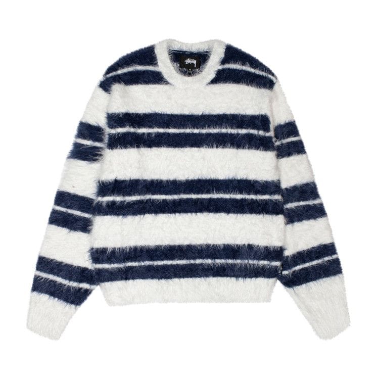Stussy Hairy Stripe Crew Sweater Ivory/Navy