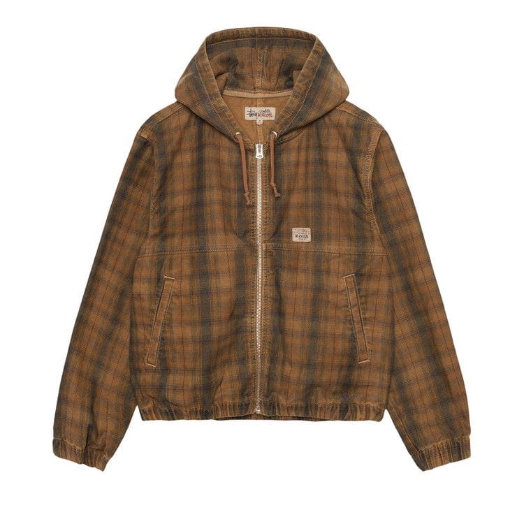 Stussy Unlined Plaid Zip Hoodie Brown