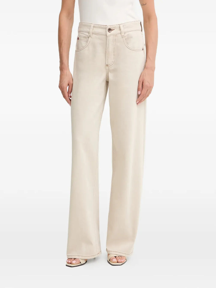 five-pocket logo-patch jeans