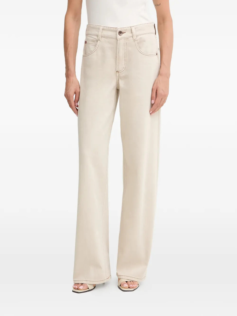 five-pocket logo-patch jeans