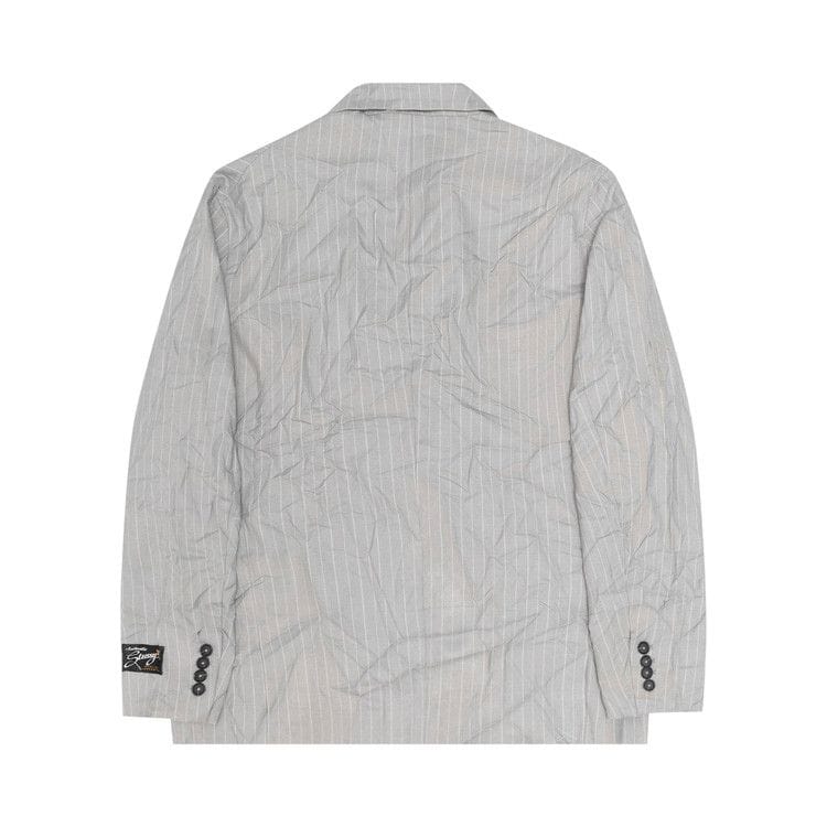 Stussy Wrinkled Stripe Double-Breasted Blazer Grey