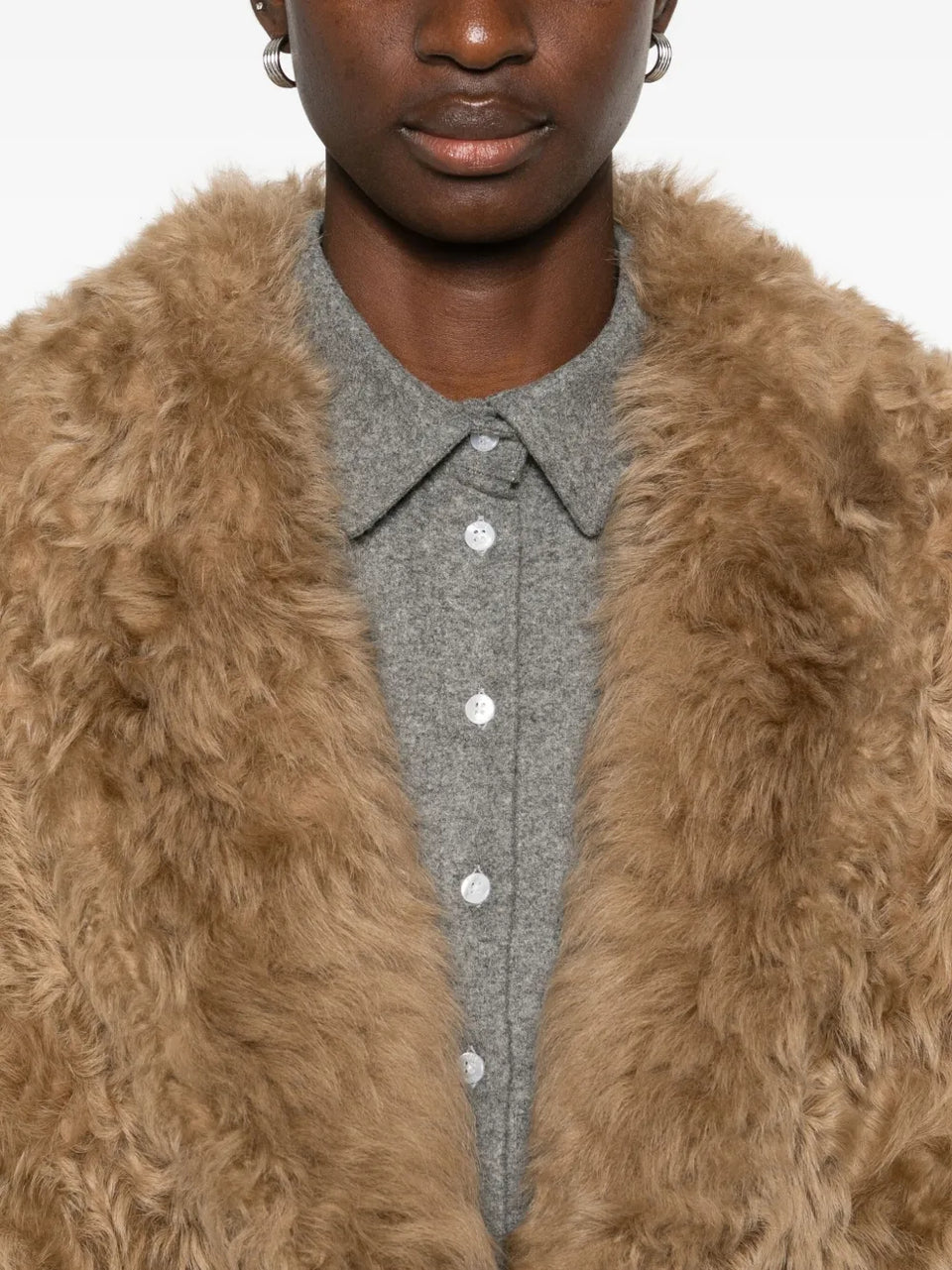 belted faux fur jacket
