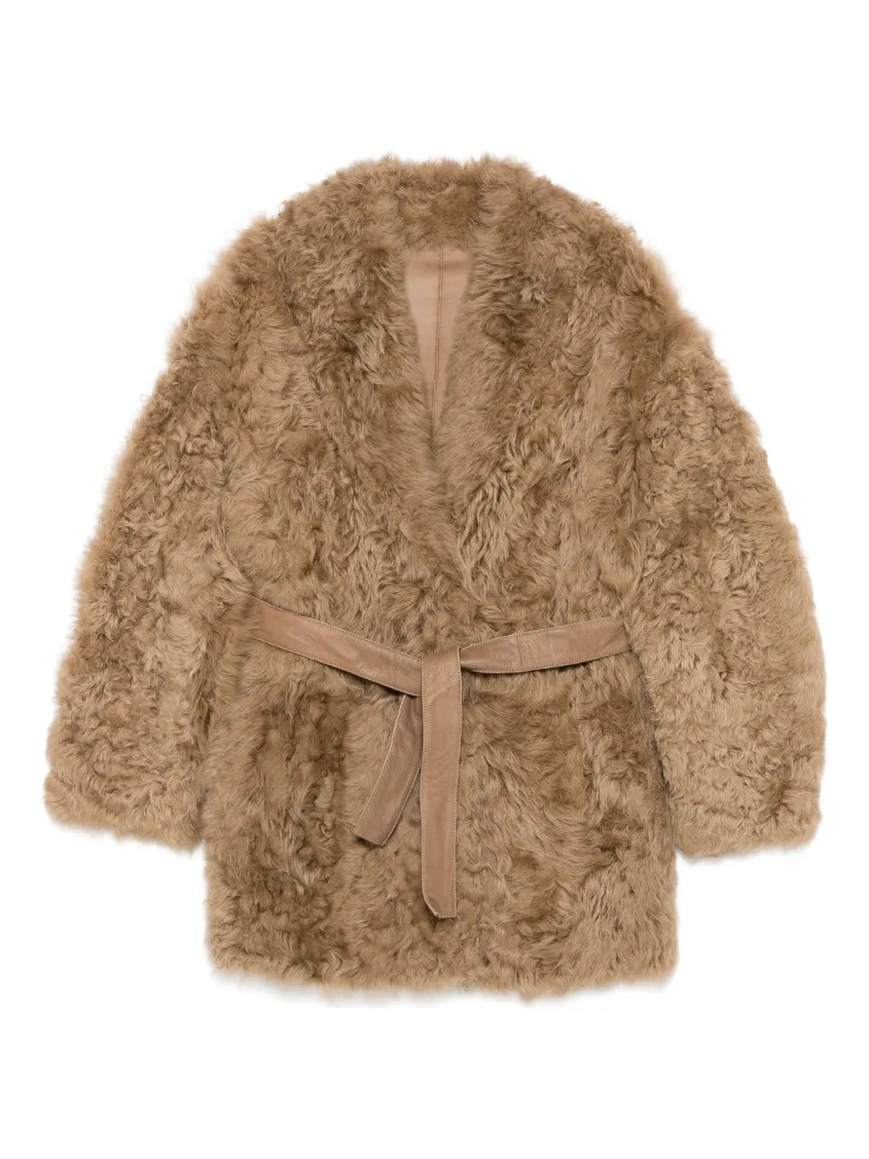 belted faux fur jacket