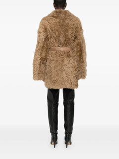 belted faux fur jacket