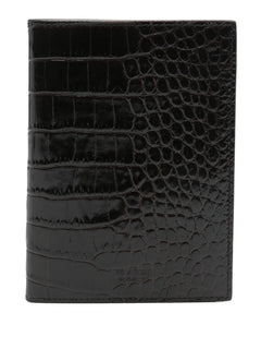 crocodile-effect leather wallet