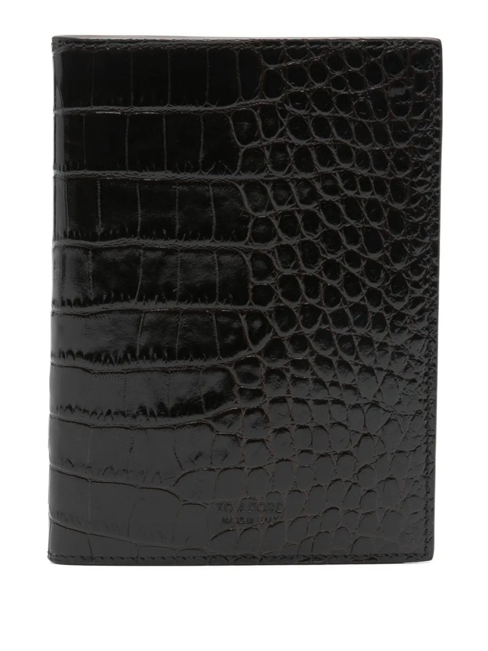 crocodile-effect leather wallet