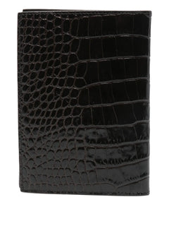crocodile-effect leather wallet