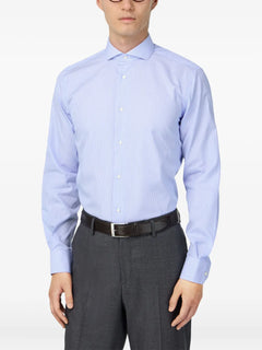 striped cutaway-collar shirt