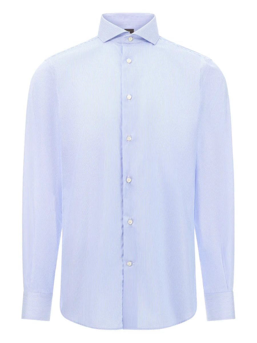 striped cutaway-collar shirt