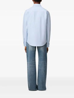 AMI Paris Ami De Coeur Button Down Cotton Shirt Sky Blue