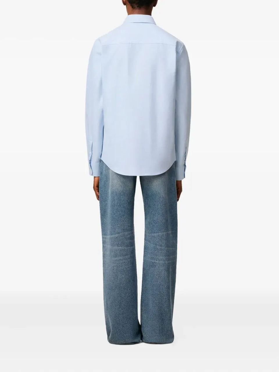 AMI Paris Ami De Coeur Button Down Cotton Shirt Sky Blue