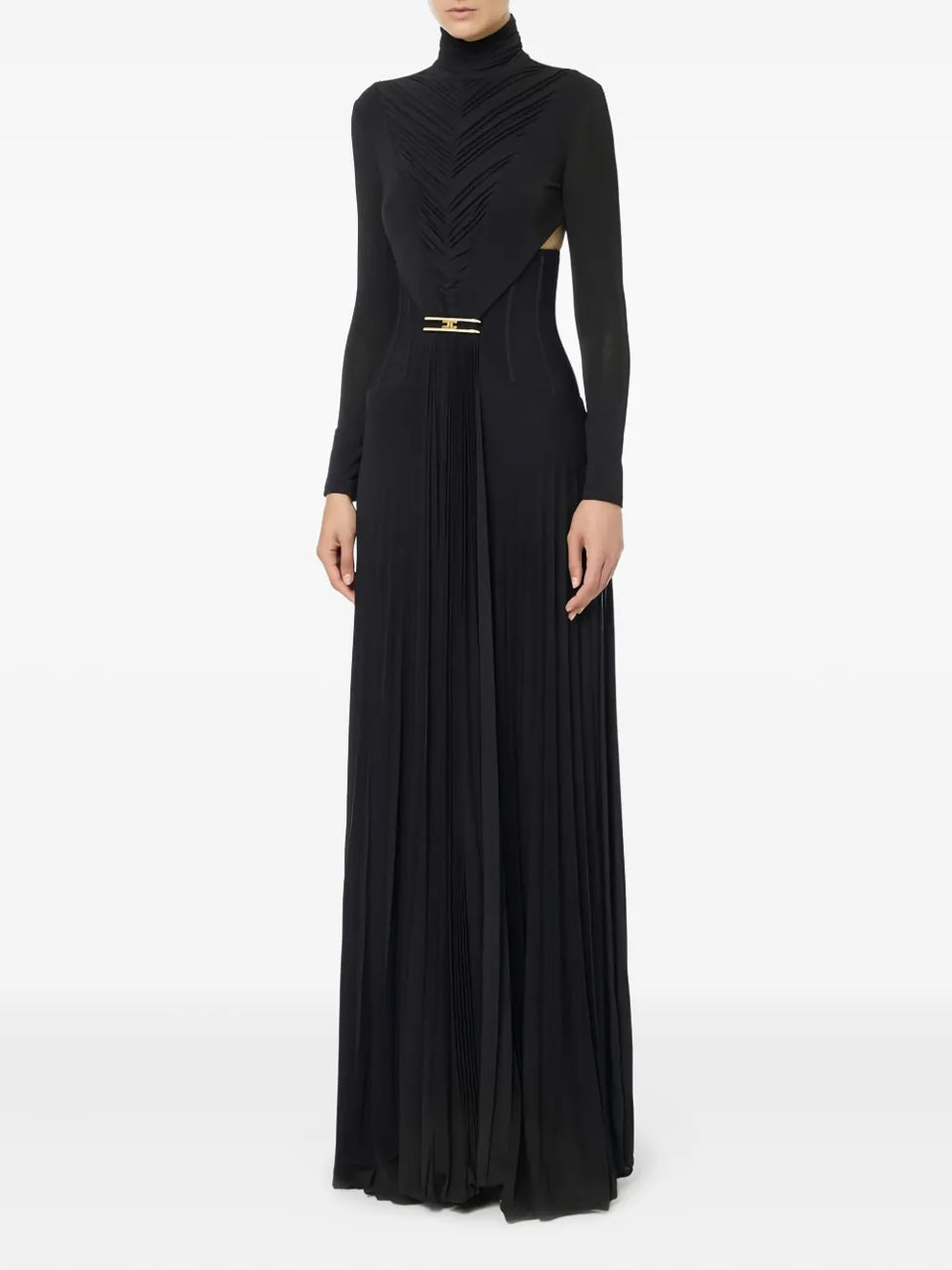 draping pleated maxi dress