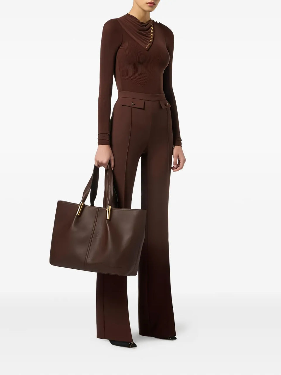 draped button cupro top